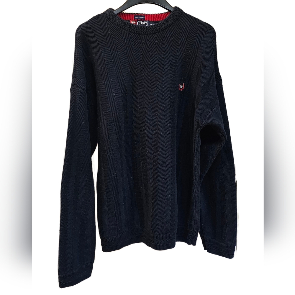 Ralph Lauren Chaps XXL Mens Navy Chevron Knit Long Sleeve Sweater